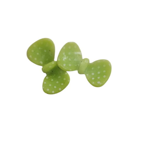 Bow Charms Green Polka Dot