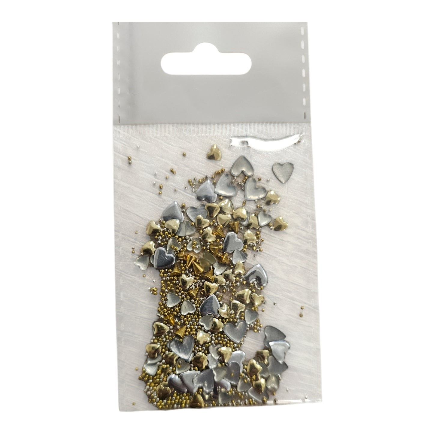 Metal Gold Hearts/Caviar Beads