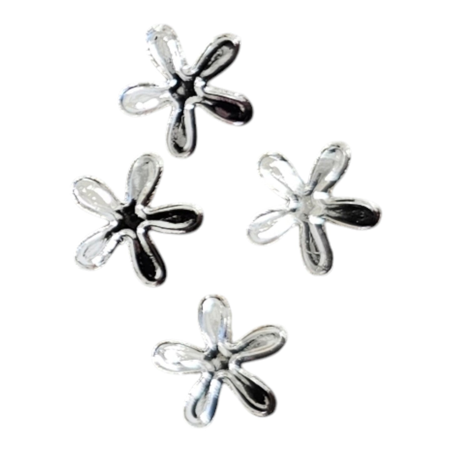 Metal Charms Silver Flowers