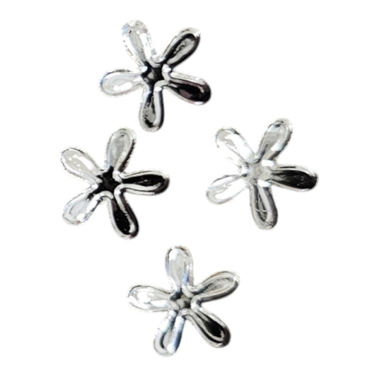 Metal Charms Silver Flowers