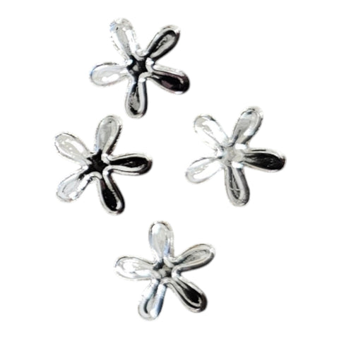 Metal Charms Silver Flowers