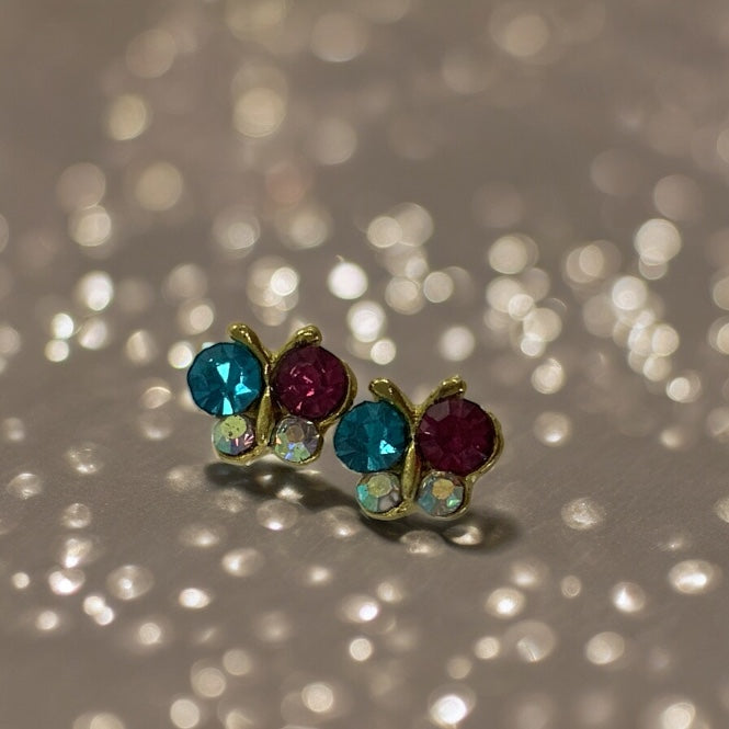 Butterfly Charms Gold Blue/Purple