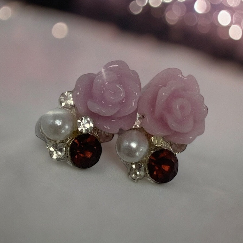 Silver Rose Pearl Charms