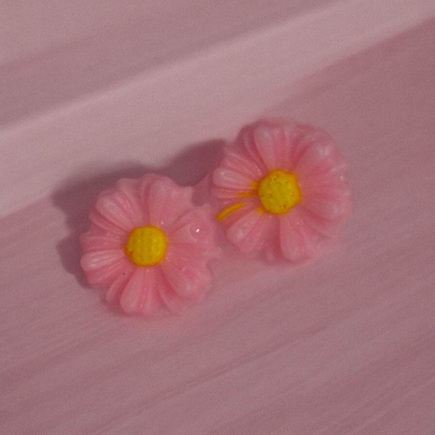 Flower Charms Pink With Yellow Center