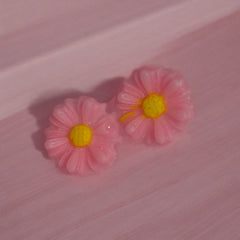 Flower Charms Pink With Yellow Center