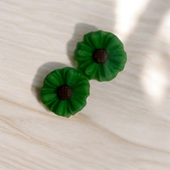 Flower Charms Green With Brown Center