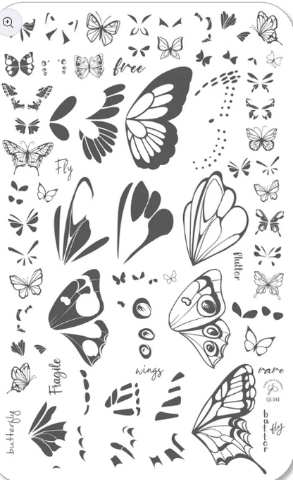 Steel Stamping Plate (14cm x 9cm) CJS-348 Wing it-Butterfly