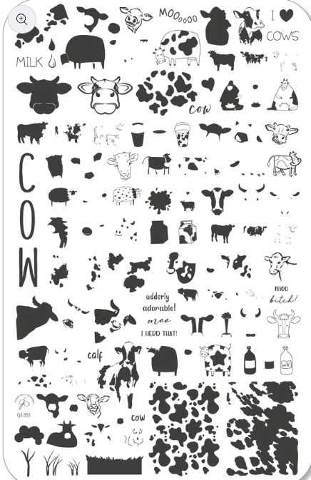 Steel Stamping Plate (14cm x 9cm) CjS-355 Udderly Adorable!