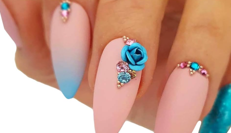 Metal Rose Charms Blue 4pc