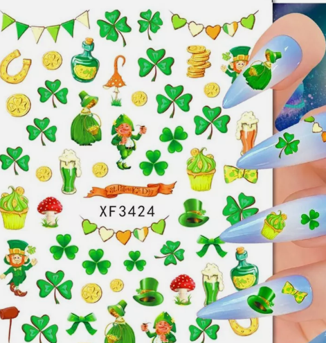 St.Patricks Day Stickers Shamrocks/Leprechaun XF3424