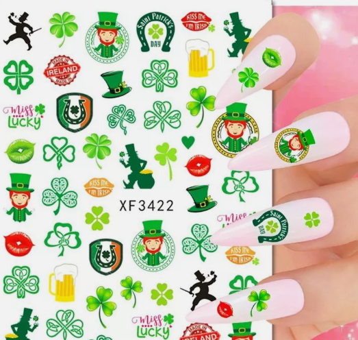 St.Patricks Day Stickers Shamrocks/Leprechaun XF3422