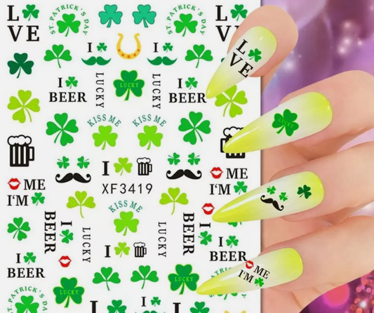 St.Patricks Day Stickers Beer/Shamrocks XF3419