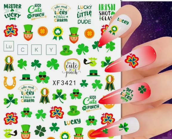 St.Patricks Day Stickers Shamrocks XF3421