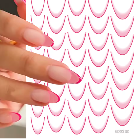 French Tip Stickers Gradient Pink 5D0230