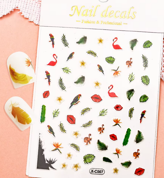 Animal Stickers Flamingo/parrot/monkey XC007