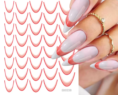 French Tip Stickers Gradient Red 5D0238