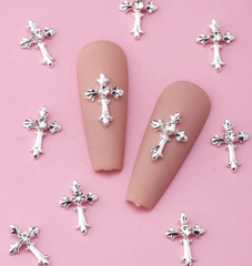 Cross Nail Gems #2 silver 2pcs