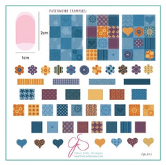 Steel Stamping Plate (8cm x 8cm) Denim Patchwork (CjS-273)