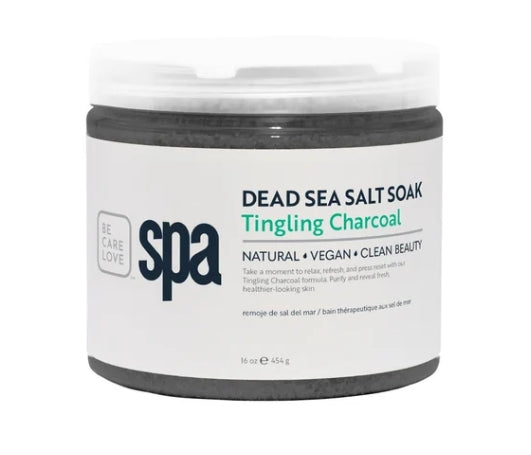 Tingling Charcoal Salt Soak – Energizing Dead Sea Detox with Mint and Ginger 16 oz