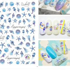 Ocean Stickers Blue Shells R103