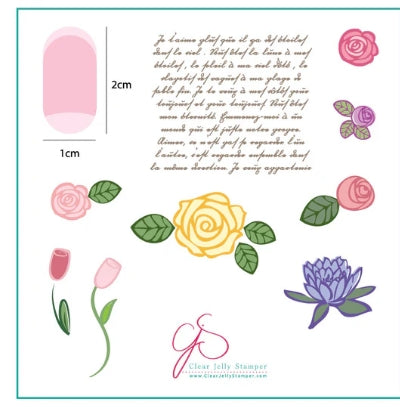 Steel Stamping Plates (6cm x 6cm) CJS- 02 Simple Rose & Script