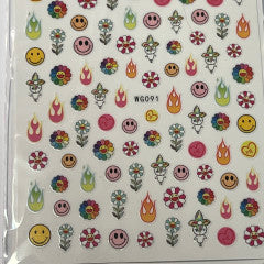 Smiley Face & Flames stickers 091