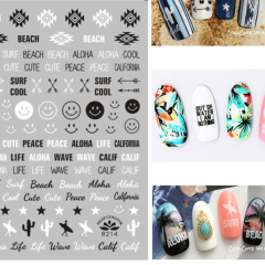 Summer Stickers Beach/Aloha Black R214