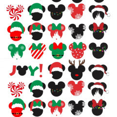 Water Decal Christmas Mickey Heads