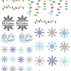 Water Decal Snowflakes & Lights