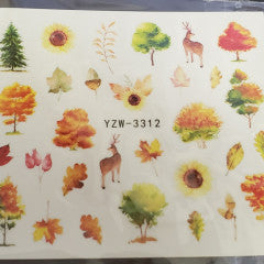 Water Decal Fall leaves YZW- 3312