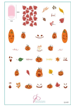 Steel Stamping Plate (14cm x 9cm) CJSH-99 Watercolor Pumpkins