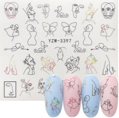 Water Decal abstract faces YZW- 3397