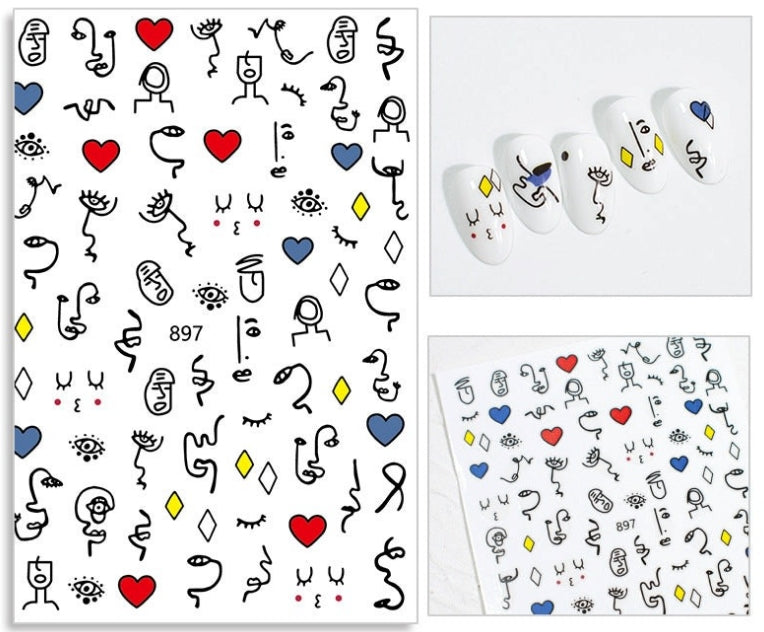 abstract faces stickers 897