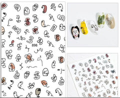 abstract face stickers Black/Brown 898