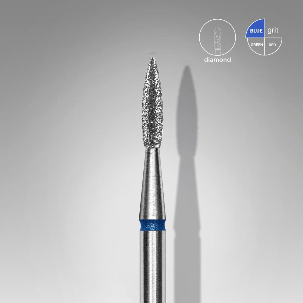 FA11B018/8 Diamond nail drill bit, “flame”, blue, head diameter 1.8 mm/ working part 8 mm