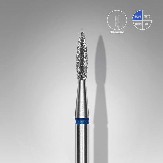 FA11B018/8 Diamond nail drill bit, “flame”, blue, head diameter 1.8 mm/ working part 8 mm