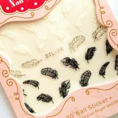 feather stickers Black and White DTL74