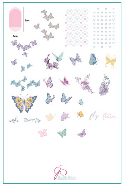 Steel Stamping Plate (14cm x 9cm) CJS- 92 Butterfly Wishes