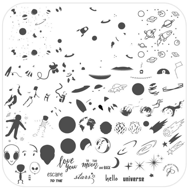 Steel Stamping Plate (8 x 8) CJS-161 Hello Universe