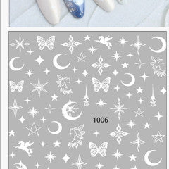 white moon and butterfly stickers 1006