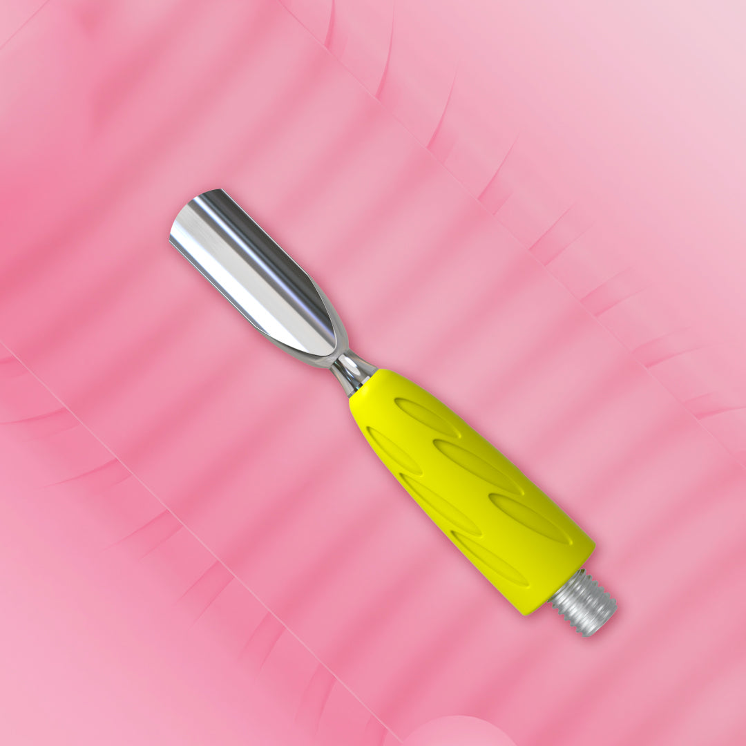 PQ-11/2 Poussoir manucure avec manche en silicone « Gummy » UNIQ 11 TYPE 2 (poussoir incliné + anneau)